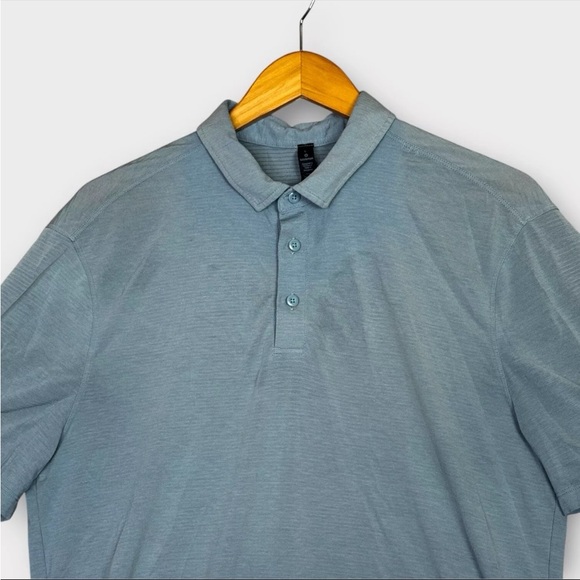 Lululemon Evolution Polo Shirt Mens Size L Blue Performance Wicking - Picture 3 of 11